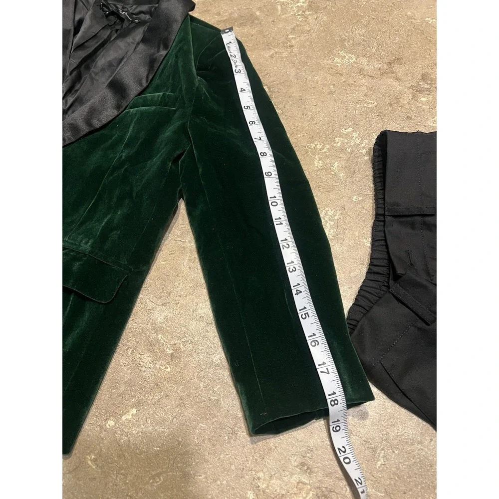 Boys' Suit Set Size 8 KIDS Green Velvet Tuxedo w Suspenders for Wedding Suit